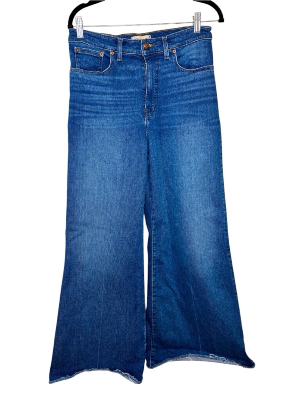 Madewell Medium Wash Flared Wide Leg Jeans Boho Retro 70s High Rise 29T